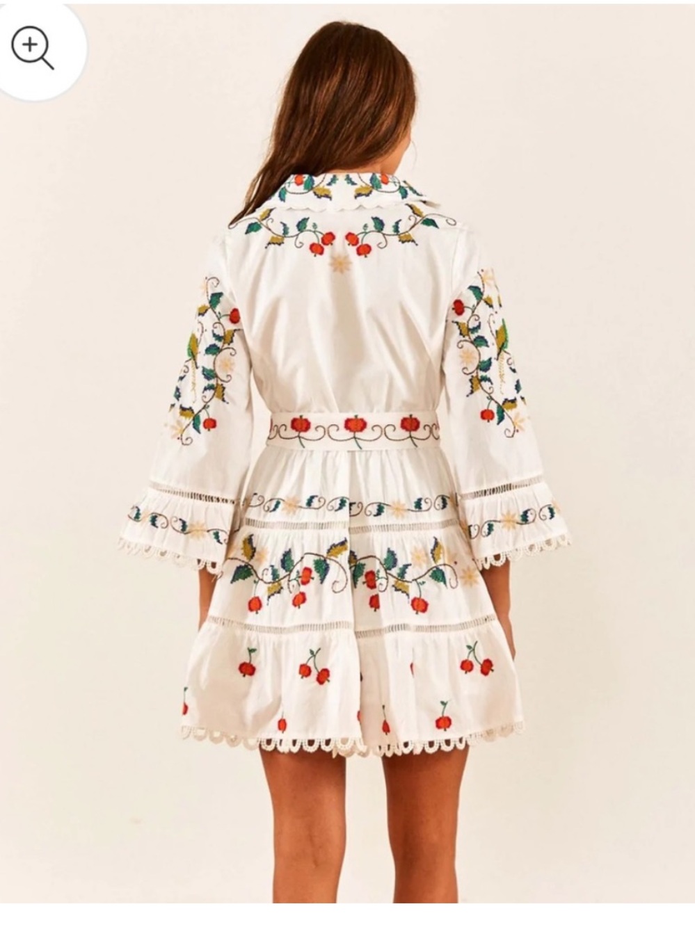 New Farm Rio Pitanga Embroidered Belted Mini Dress Sz M - Picture 2 of 15